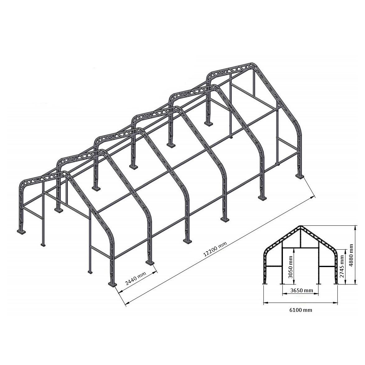 Vahvalla 900 G M² Pvc Peitteellä Varustettu Tuplarunkoinen Kalustohalli 6 1 X 12 2 X 4 88 M