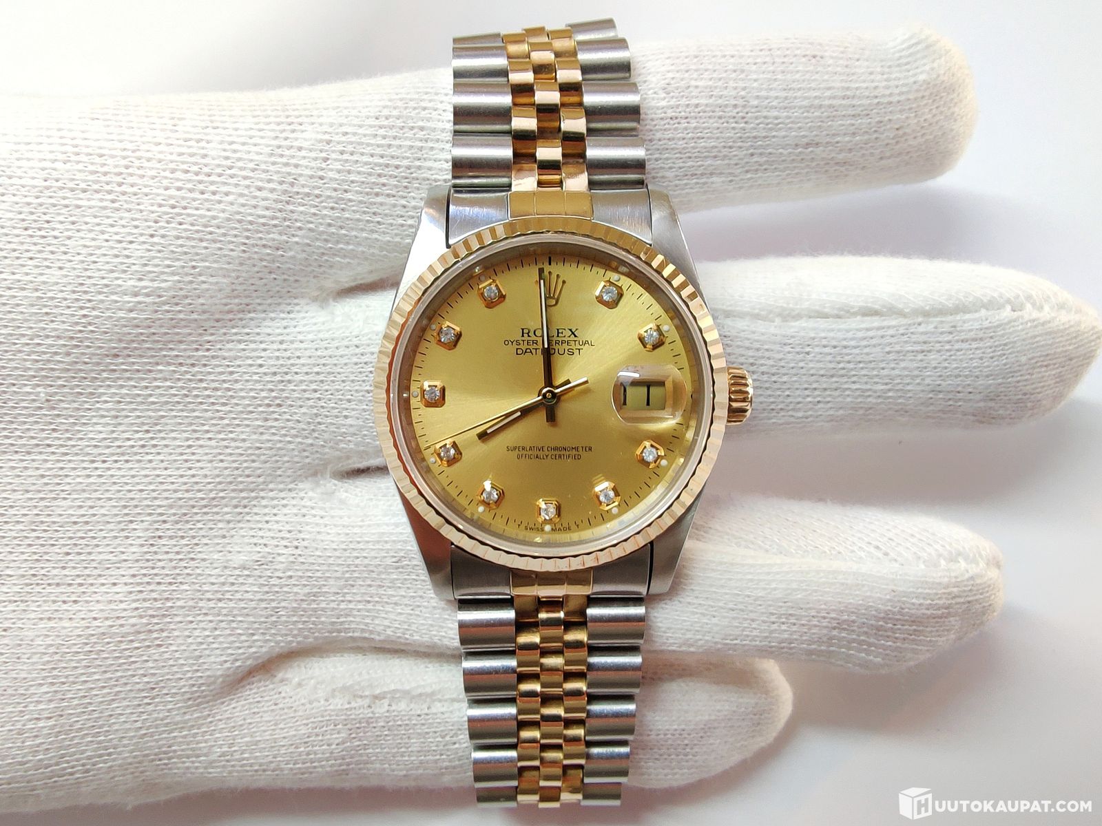 Rolex Oyster Perpetual Datejust miesten rannekello, 18k 750, Mikkeli