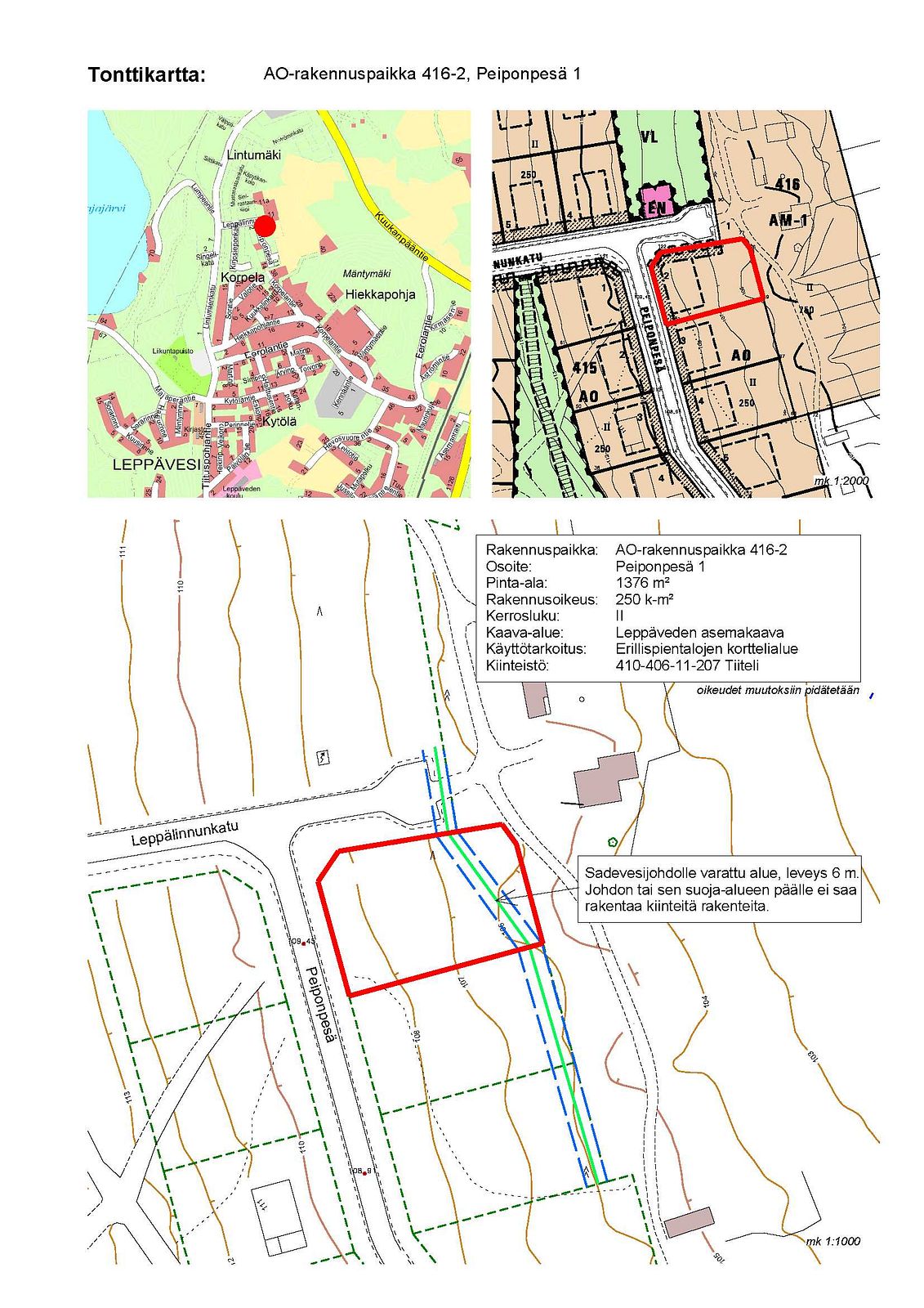 Omakotitontti AO 416-2, Peiponpesä 1, 41310 Leppävesi, Laukaa -  