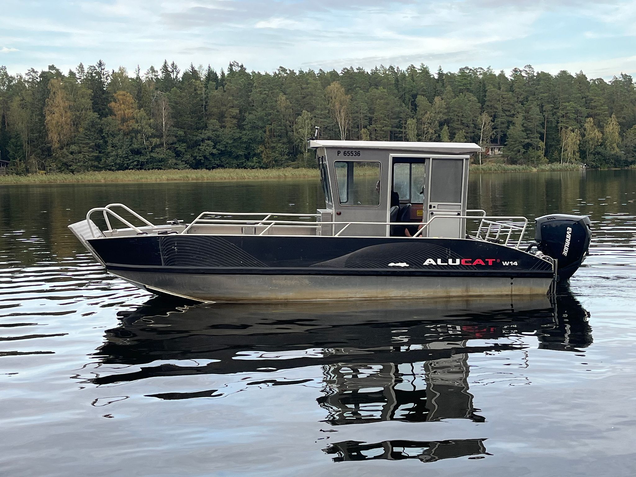 Alumiini-Katamaraanivene ALUCAT W14 Ensirek. 16.4.2019 + Evinrude E-Tec ...