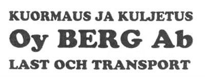 Oy Kuormaus ja Kuljetus Berg Last och Transport Ab logo