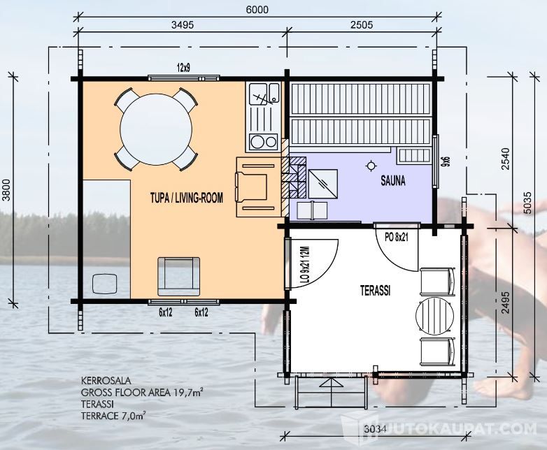 SAUNAJOONAS 27 lämpöeristetty ja sähköistetty toimisto / mökki / sauna /  vierasmaja, siirrettävä, Ylivieska 