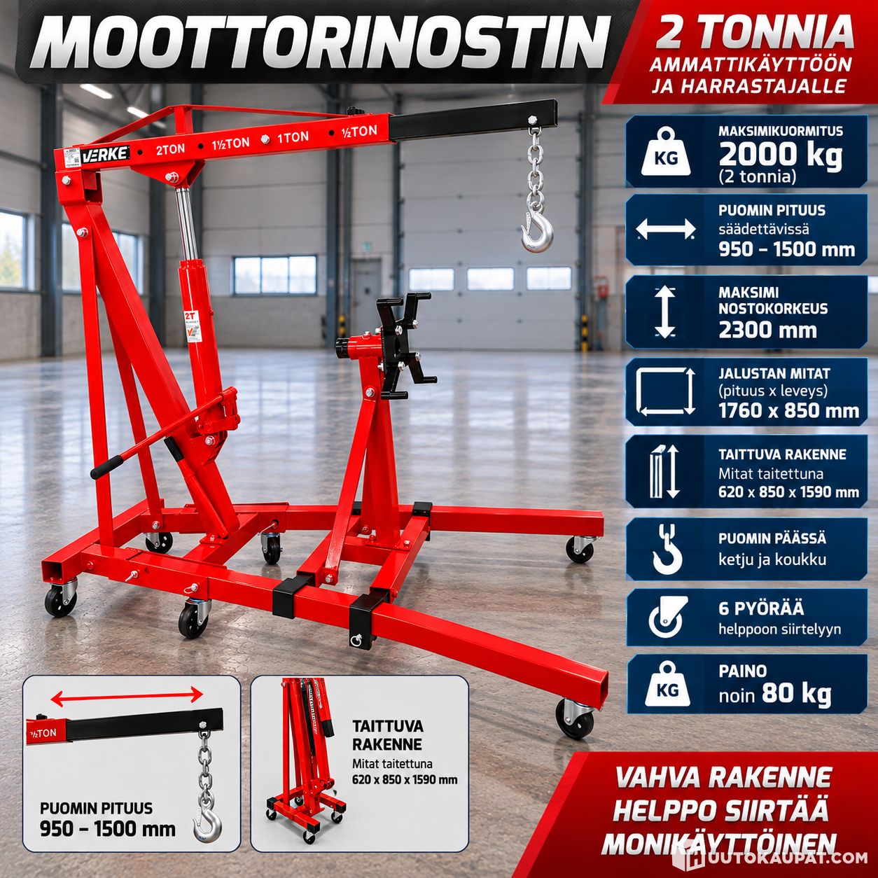 moottorinostin 2000kg korjaamonosturi moottoriteline的来源图片