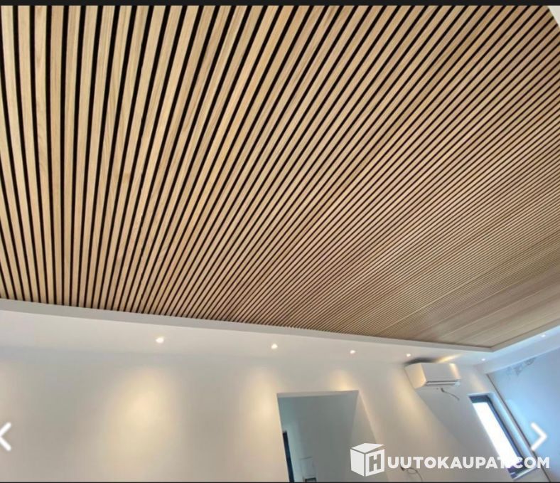 Akustiikkapaneeli Vaalea Tammi Musta Huopa 21x600x2600mm 84kpl 131 