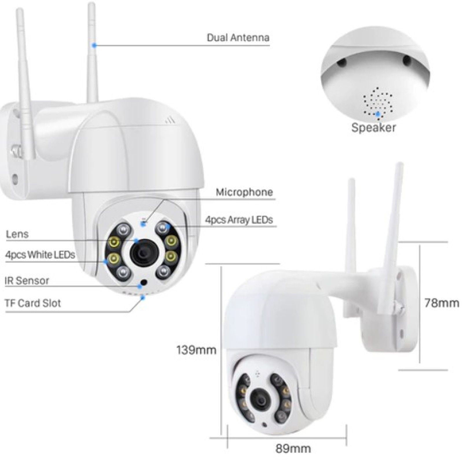 Langaton Et ohjattava WiFi Full HD 1080p Tallentava Valvontakamera 